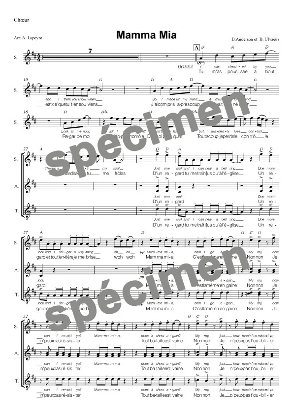 « Mamma Mia! » Abba (chant et orchestre)