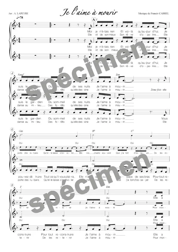 Je l’aime à mourir (chant)