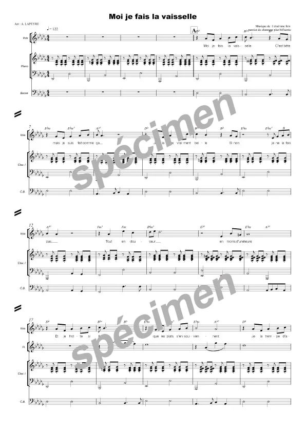 Moi je fais la vaisselle (chant et orchestre)