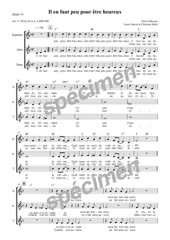 Il en faut peu pour être heureux (chant)