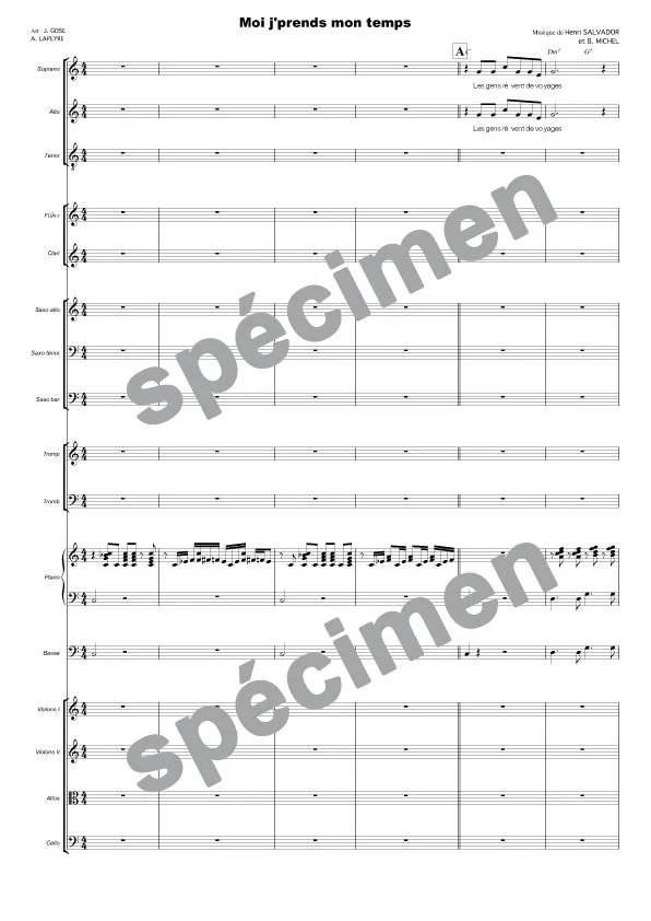 J’prends mon temps (orchestre et chant)
