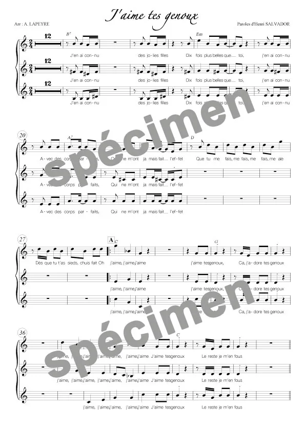 J’aime tes g’noux (chant)