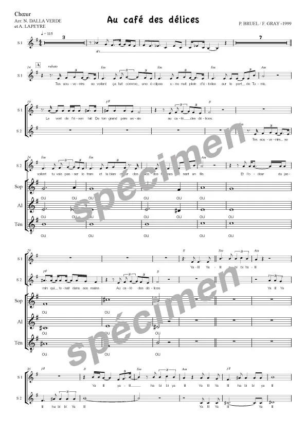Au café des délices (chant)