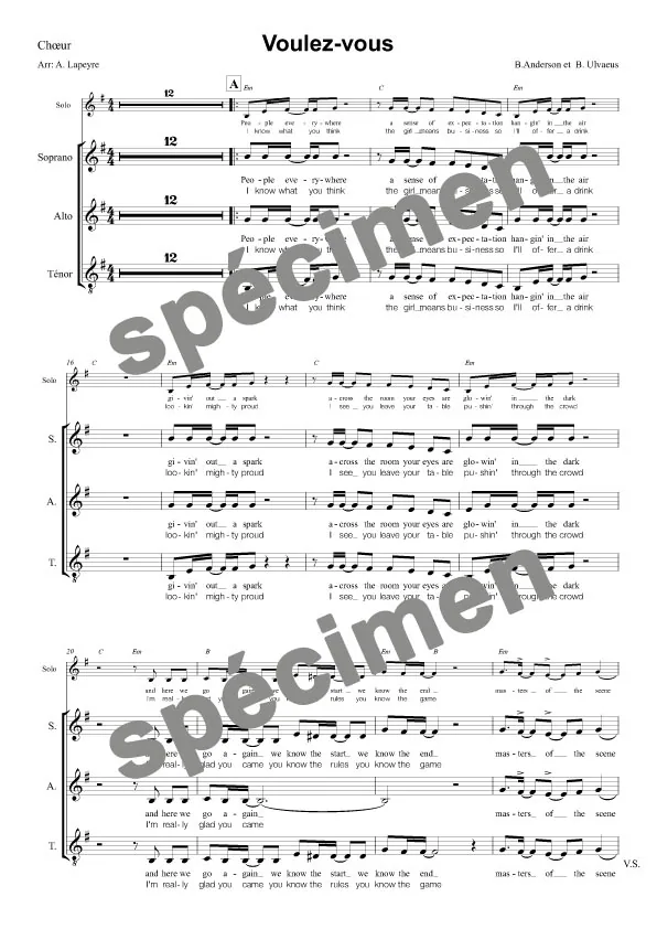 « Voulez-vous » Abba (chant et orchestre)