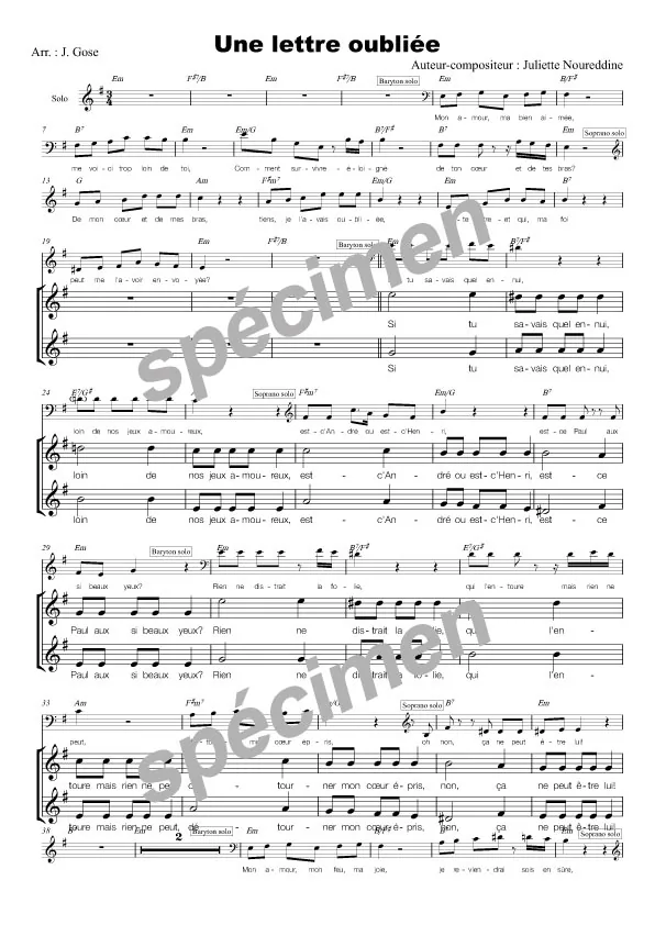 Une lettre oubliée (chant 2v)