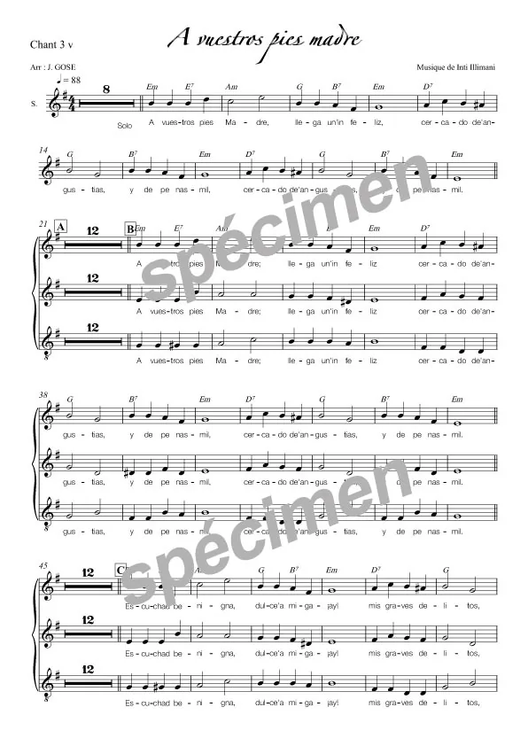 A vuestros pies Madre (chant)