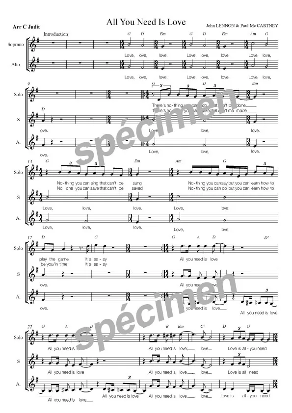 All you need is love (chant 2v)