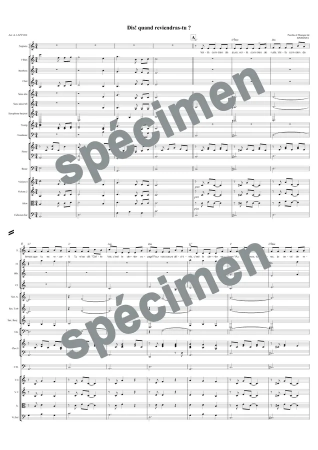 Dis quand reviendras-tu ? (orchestre et chant)