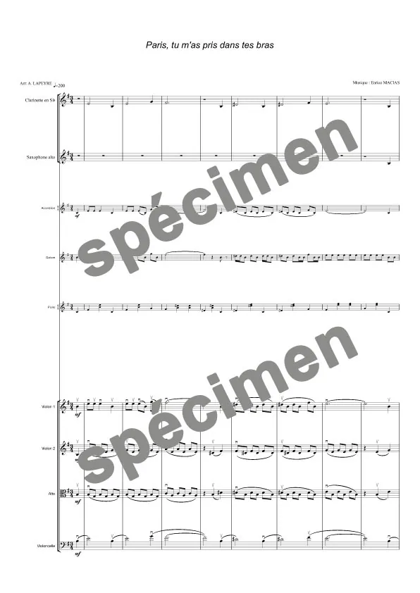 Toi Paris tu m’as pris dans tes bras (orchestre et chant)