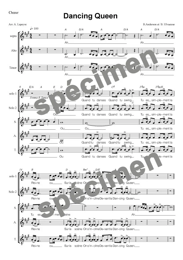 « Dancing queen » Abba (chant et orchestre)