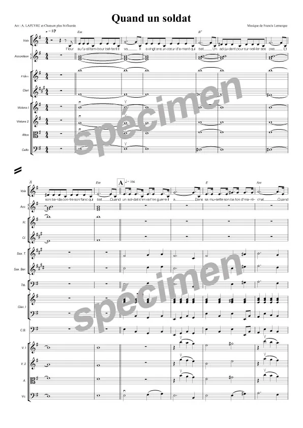 Quand un soldat (chant et orchestre)