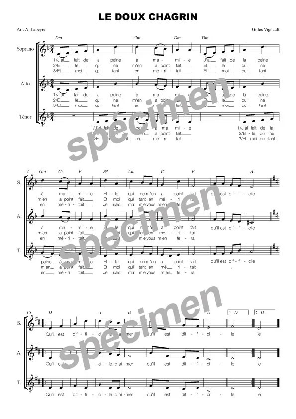 Le doux chagrin (chant)