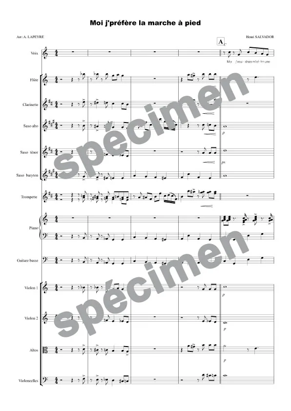 Moi j’préfère la marche à pied (orchestre et chant)