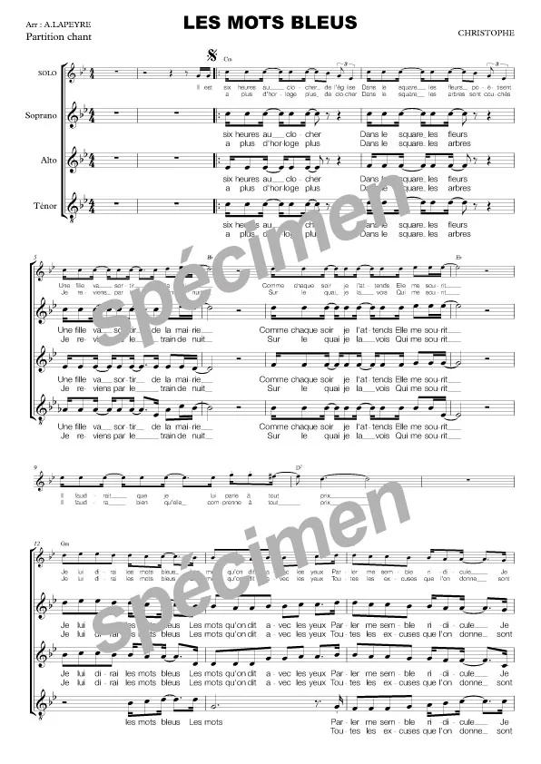 Les mots bleus (chant)