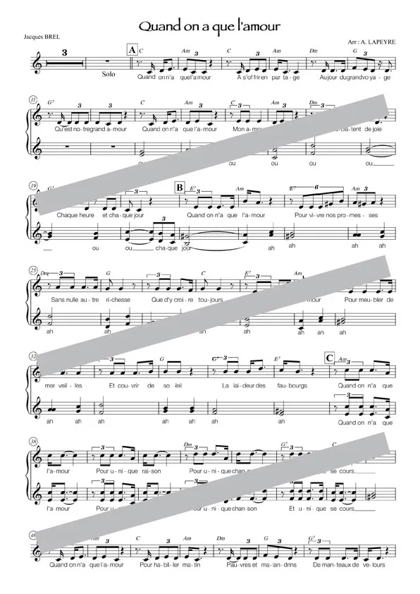 Quand on n’a que l’amour (chant)