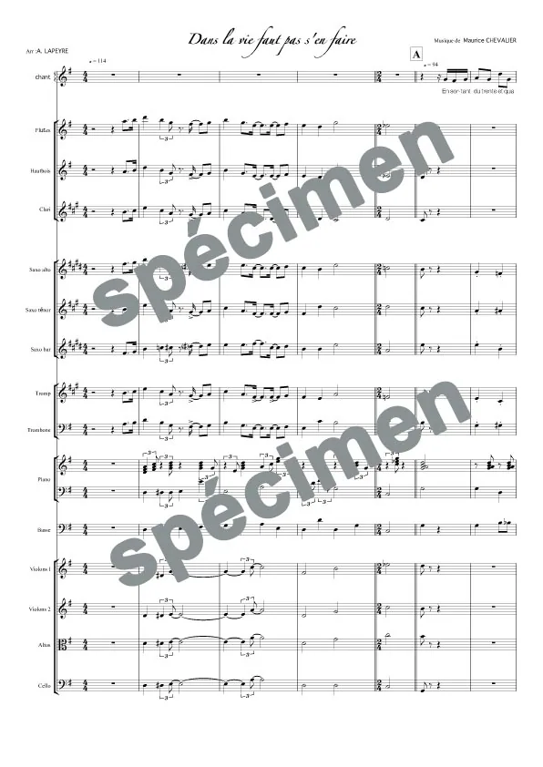 Dans la vie faut pas s’en faire (orchestre et chant)