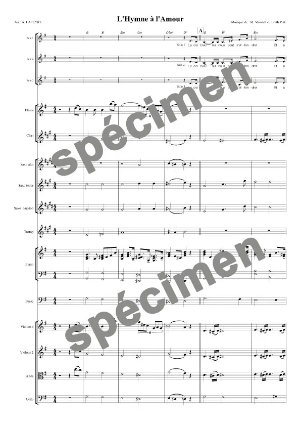L’hymne à l’amour (orchestre et chant)