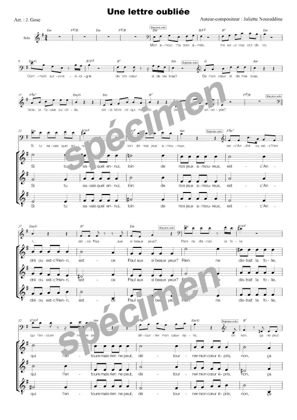 Une lettre oubliée (chant)