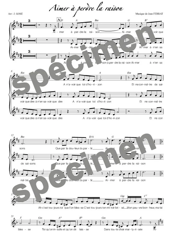Aimer à perdre la raison (chant)