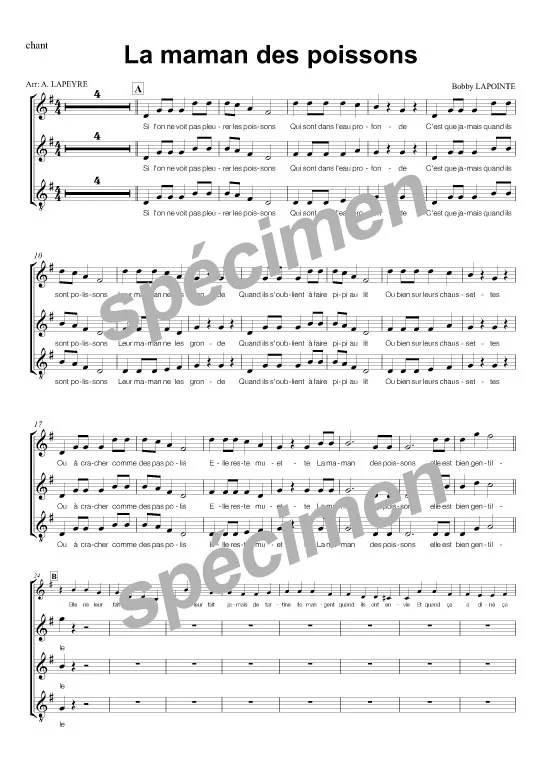 La maman des poissons (chant)