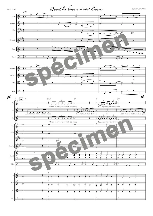 Quand les hommes vivront d’amour (orchestre et chant)