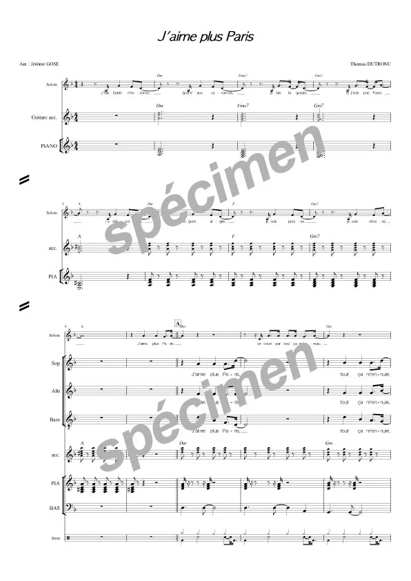 J’aime plus Paris (chant et orchestre)