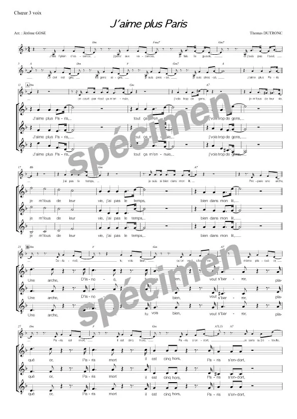 J’aime plus Paris (chant)