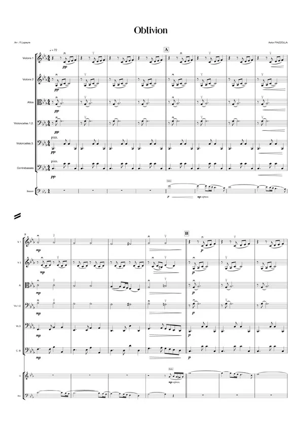 Oblivion de PIAZZOLLA (orchestre de chambre)