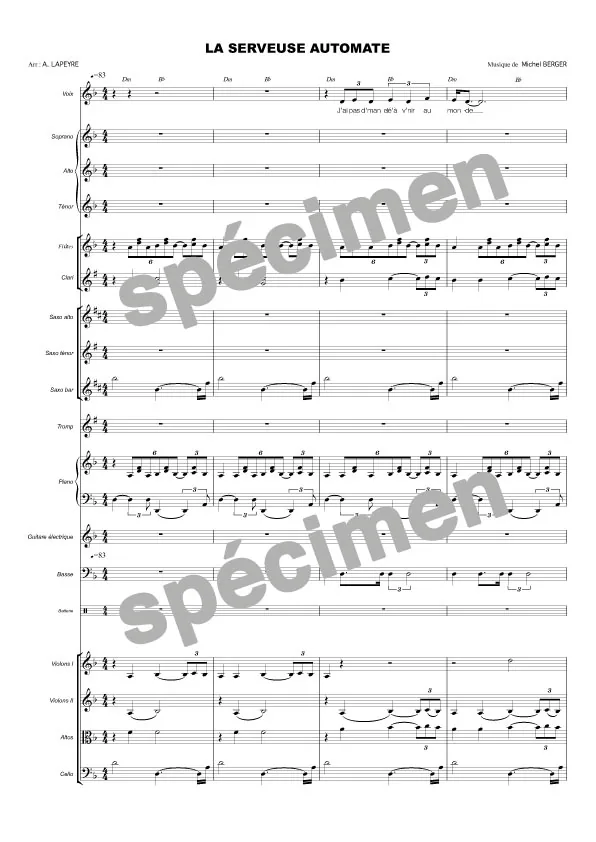 « Complainte de la serveuse automate » Starmania (orchestre et chant)