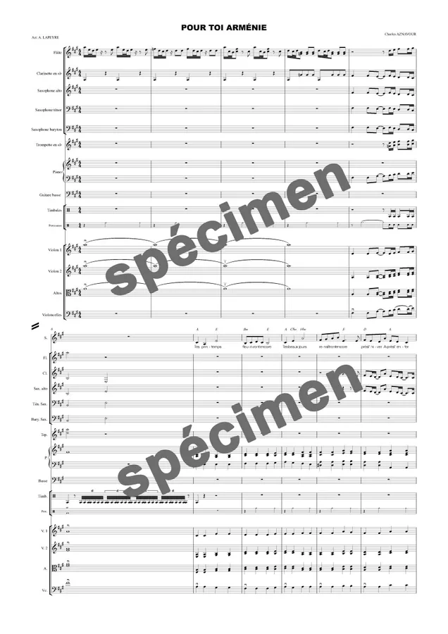 Pour toi Arménie (orchestre et chant)