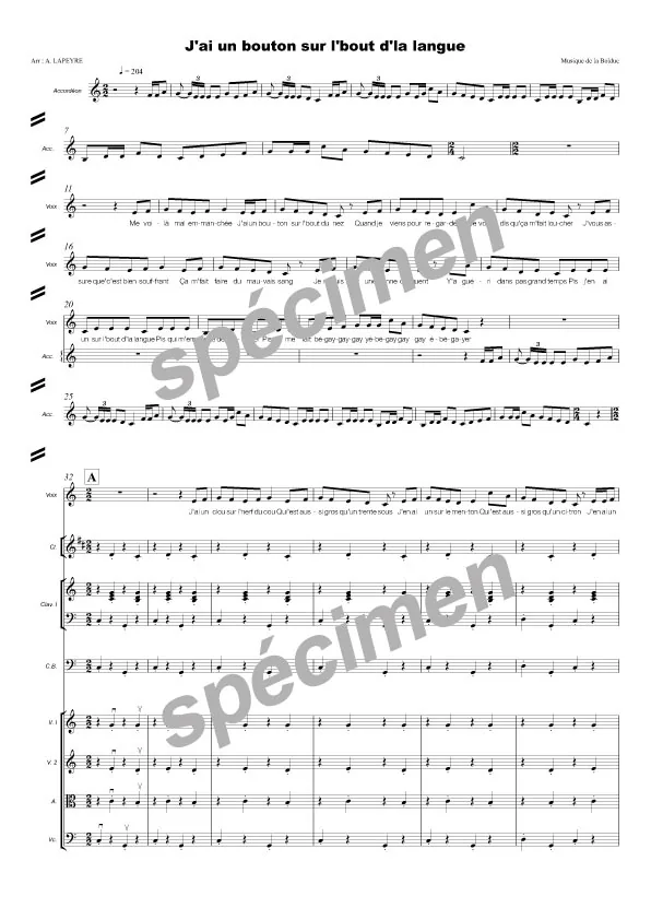 J’ai un bouton sur l’bout d’la langue (chant et orchestre)