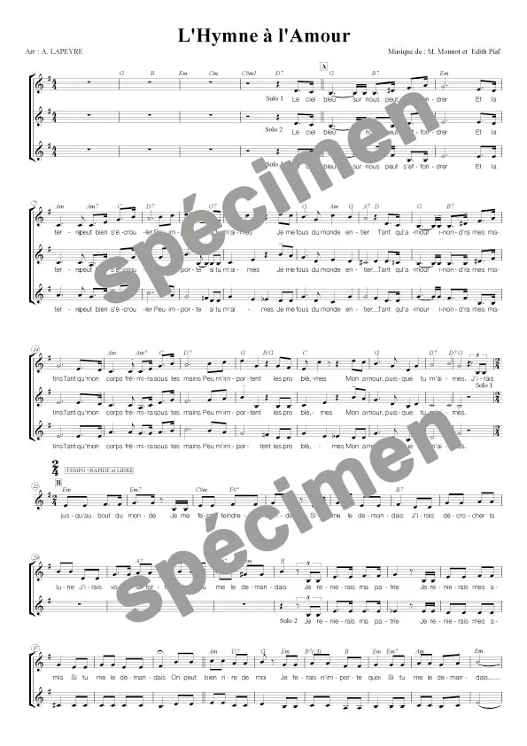 L’hymne à l’amour (chant)