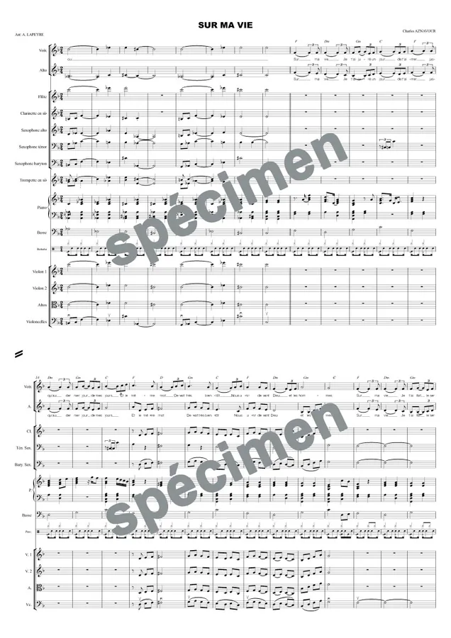 Sur ma vie (orchestre et chant)