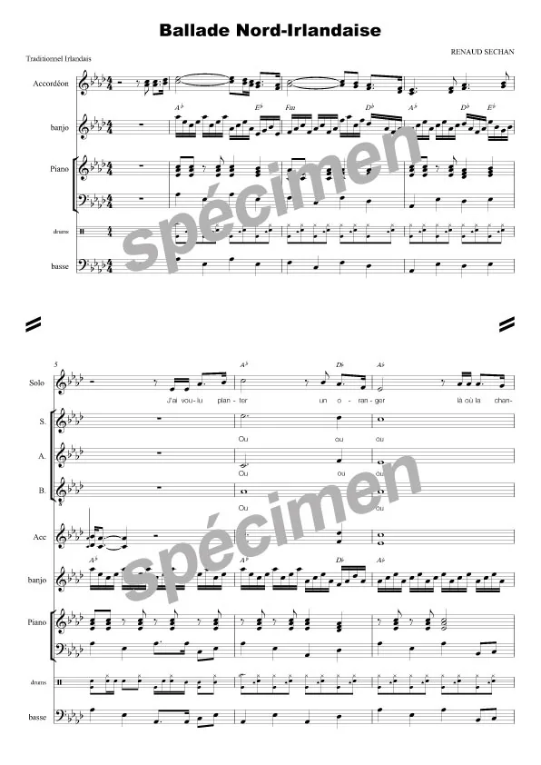 La ballade Nord Irlandaise (chant et orchestre)