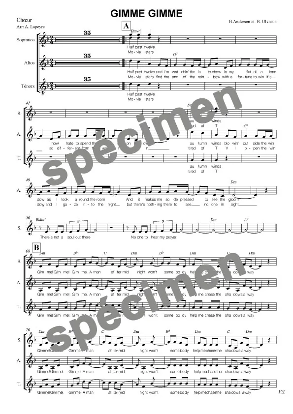 « Gimme » Abba (chant et orchestre)