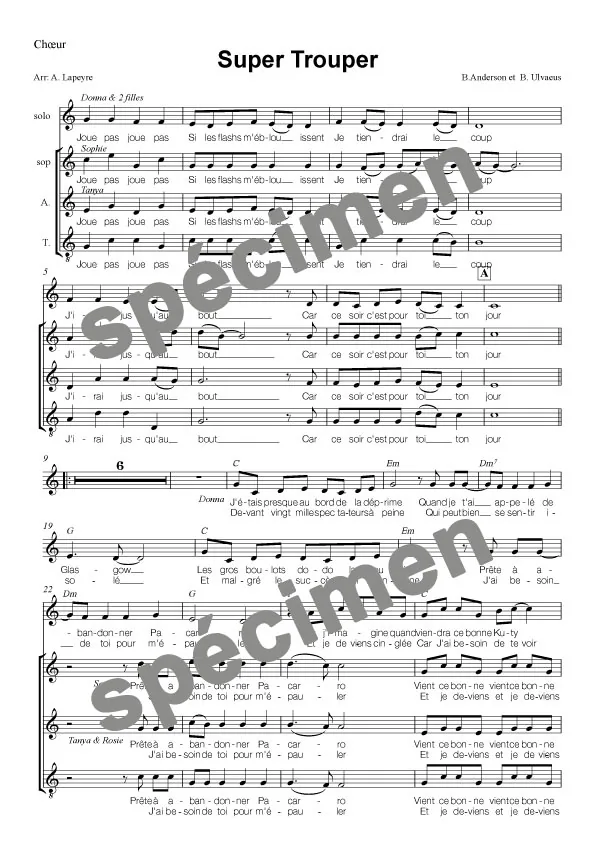 « Super trouper » Abba (chant et orchestre)