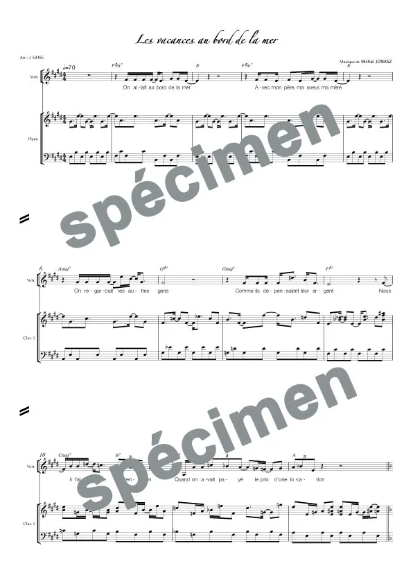 Les vacances au bord de la mer (orchestre et chant)