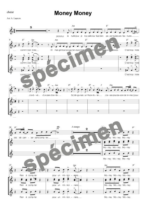 « Money Money Money » Abba (chant et orchestre)