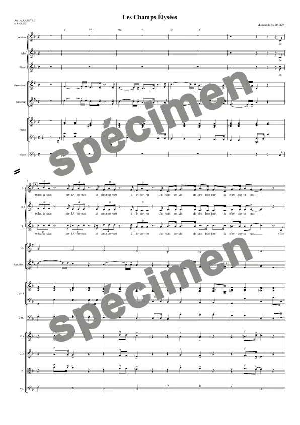 Les Champs Élysées (orchestre et chant)