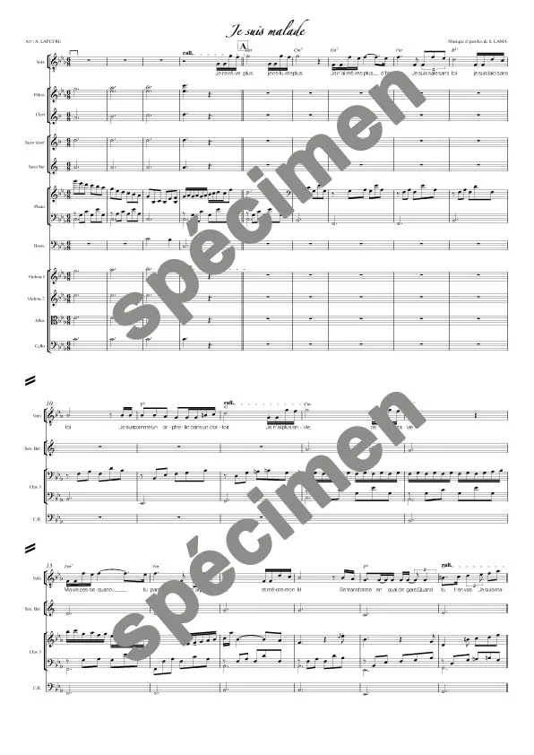 Je suis malade (orchestre et chant)