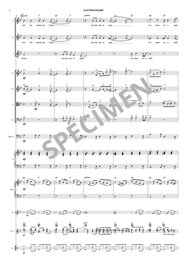California Dreamin’ (orchestre et chant)