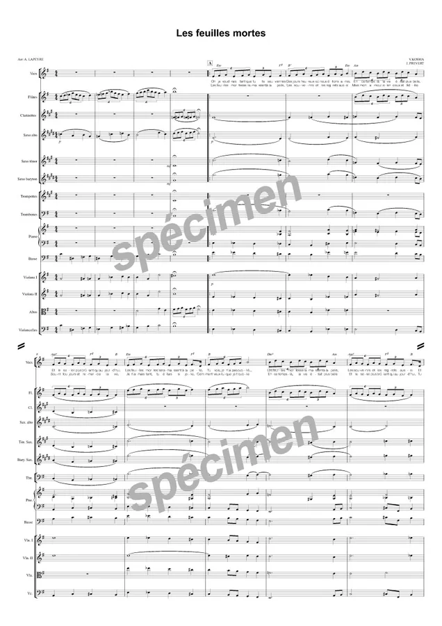Les feuilles mortes (chant et orchestre)