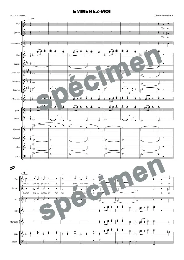 Emmenez-moi (orchestre et chant)