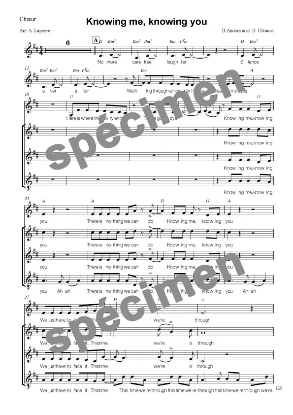  » Knowing me knowing you » Abba (chant et orchestre)