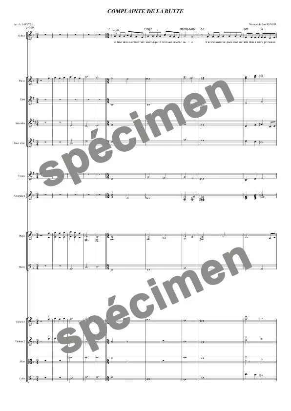 Complainte de la butte (orchestre et chant)