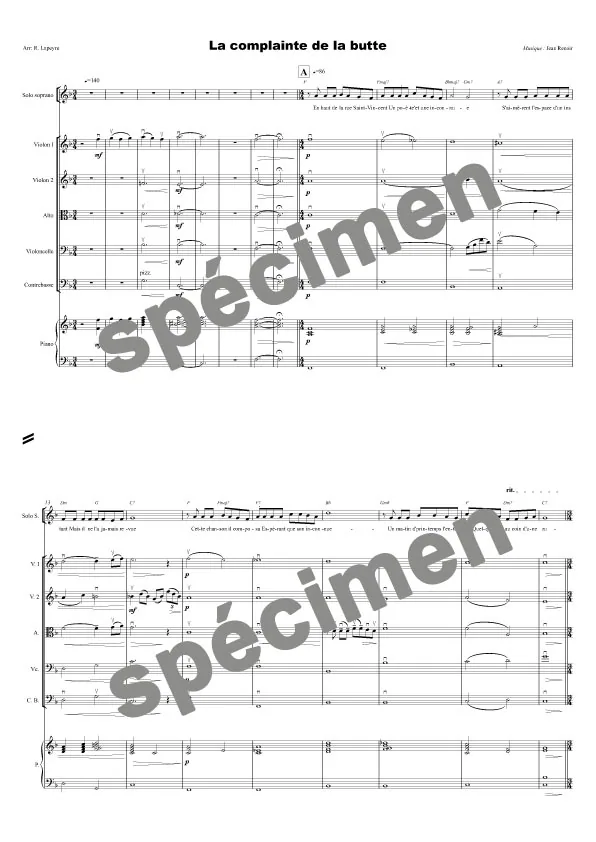 Complainte de la butte (quatuor à cordes et chant 2v)