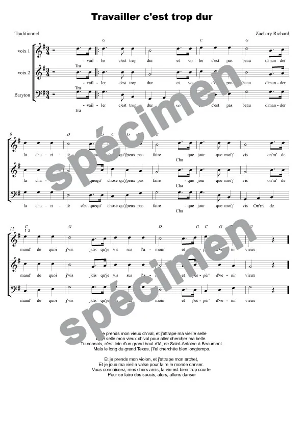 Travailler c’est trop dur (chant)