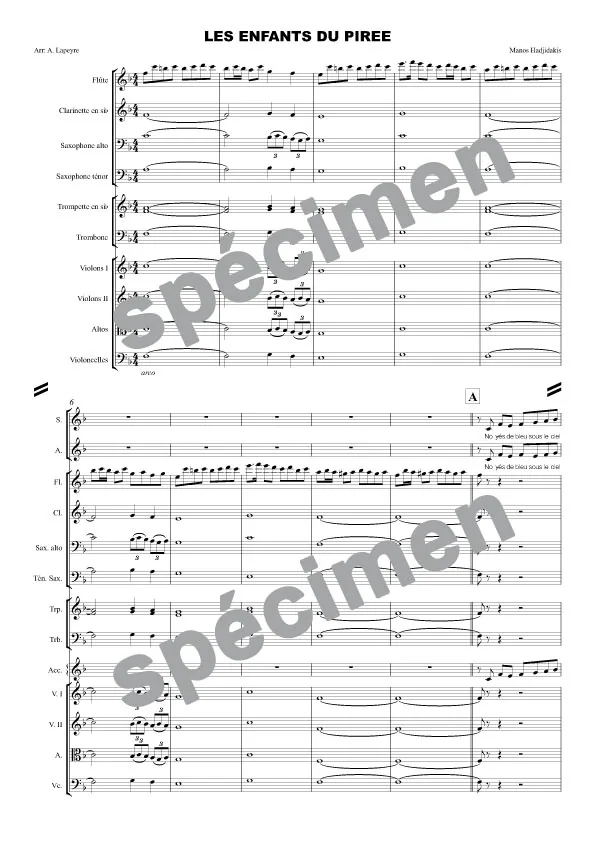 Les enfants du Pirée (orchestre et chant)