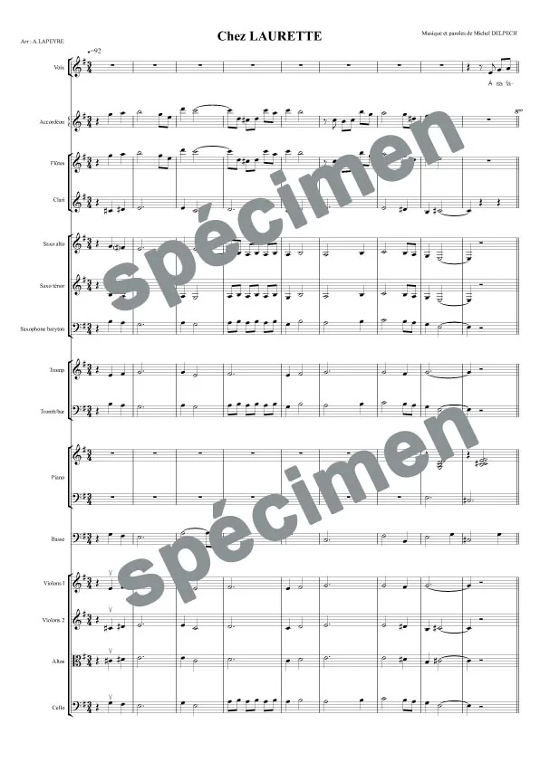Chez Laurette (orchestre et chant)