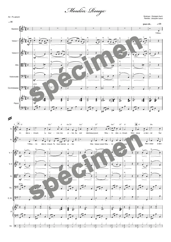 Moulin Rouge (quatuor à cordes et chant 2v)